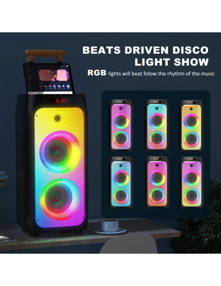 Máquina de Karaoke HWWR T8 con 2 Micrófonos Inalámbricos