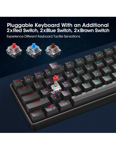 Teclado Mecánico KOORUI 61 Teclas RGB Compacto Type-C