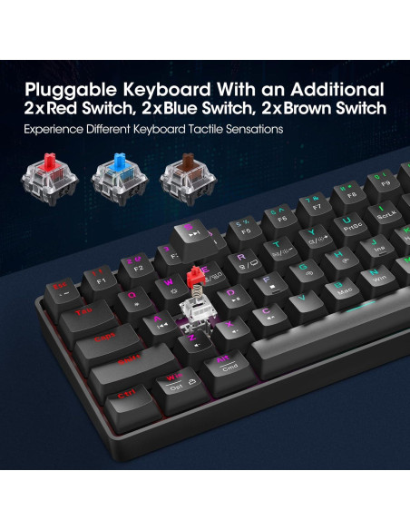 Teclado Mecánico KOORUI 61 Teclas RGB Compacto Type-C