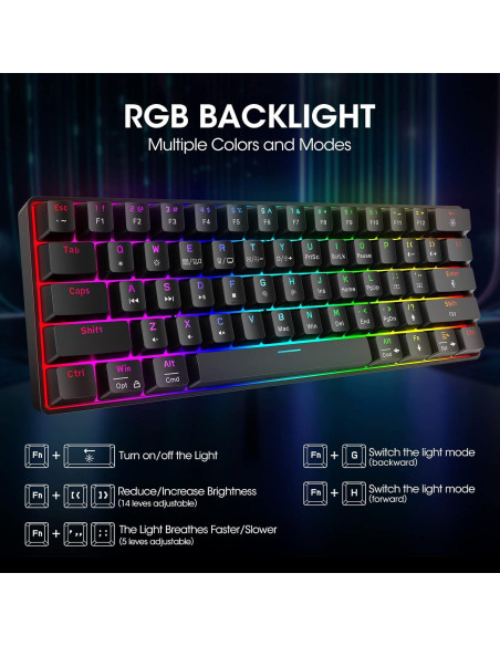 Teclado Mecánico KOORUI 61 Teclas RGB Compacto Type-C