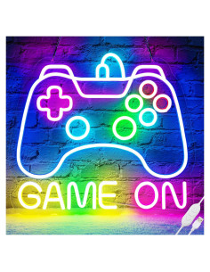 Luz de neón Basaneon Game On para habitación gamer 35.8x32.8cm