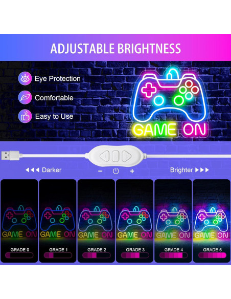 Luz de neón Basaneon Game On para habitación gamer 35.8x32.8cm Luz de neón Basaneon Game On para habitación gamer 35.8x32.8cm