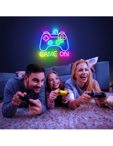 Luz de neón Basaneon Game On para habitación gamer 35.8x32.8cm