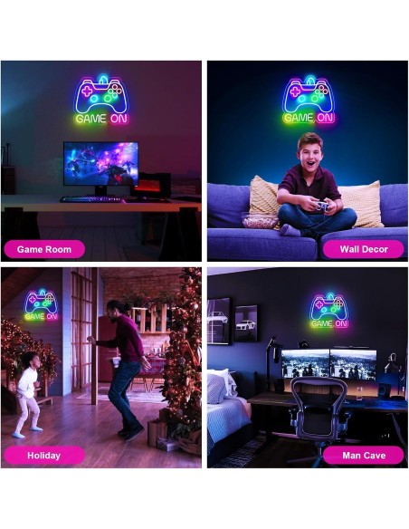 Luz de neón Basaneon Game On para habitación gamer 35.8x32.8cm Luz de neón Basaneon Game On para habitación gamer 35.8x32.8cm