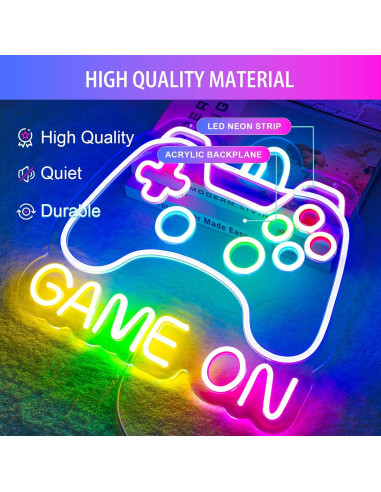 Luz de neón Basaneon Game On para habitación gamer 35.8x32.8cm