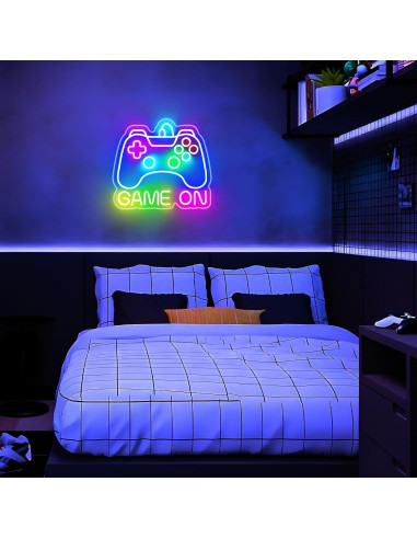 Luz de neón Basaneon Game On para habitación gamer 35.8x32.8cm
