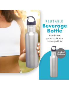 Botella de Agua Reutilizable 24oz Simply Green Acero Inoxidable 2