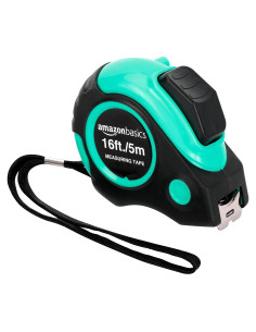 Cinta Métrica Amazon Basics 4.9 m Turquesa Retráctil
