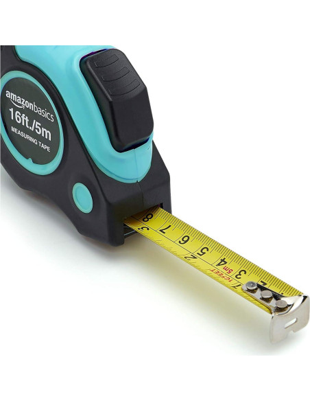 Cinta Métrica Amazon Basics 4.9 m Turquesa Retráctil