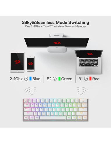 Teclado Mecánico Inalámbrico Redragon K530 Pro 60% RGB