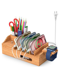 Estación de Carga de Bambú Pezin & Hulin 5 Puertos USB