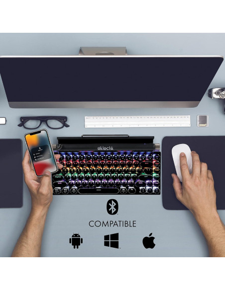 Teclado Inalámbrico Vintage Eklectik EKL-TWKB100 83 Teclas LED