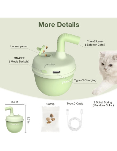 Juguete Láser Automático para Gatos Whixo Verde 360 Interactivo