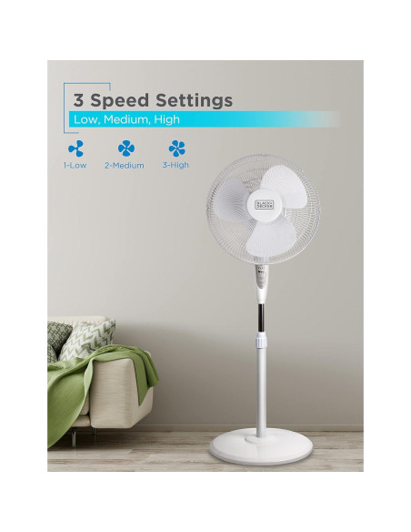 Ventilador de Pie BLACK+DECKER 16" Control Remoto Oscilante