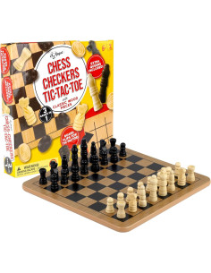 Tablero de Madera Reversible Regal Games 3 en 1 Ajedrez Damas 2