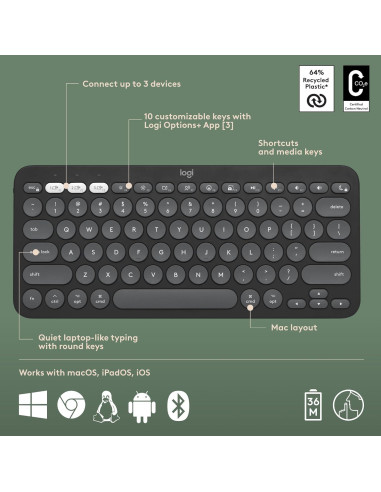 Combo Logitech Pebble 2 para Mac - Teclado y Ratón Inalámbricos