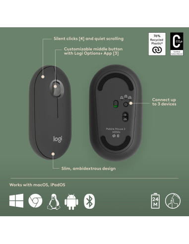 Combo Logitech Pebble 2 para Mac - Teclado y Ratón Inalámbricos