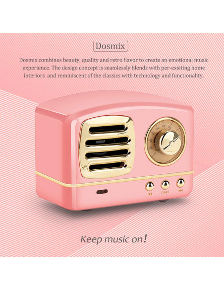 Altavoz Bluetooth Dosmix HM11 Rosa, Inalámbrico y Portátil