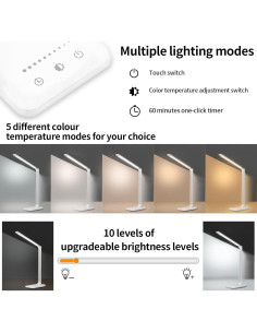 Lámpara de Escritorio LQWELL LED Regulable 5 Colores 10 Brillos 2