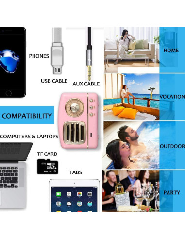 Altavoz Bluetooth Dosmix HM11 Rosa, Inalámbrico y Portátil