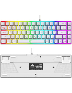 Teclado Gaming Snpurdiri 60% Compacto RGB Ergonómico Blanco 2