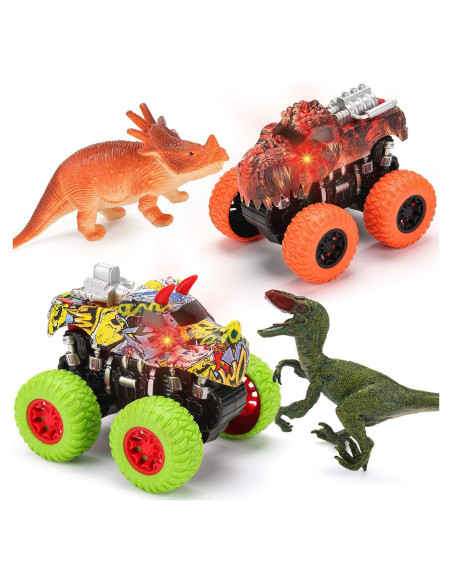Conjunto Juguetes Camiones Monster Truck MOBIUS - 2 Dinosaurios