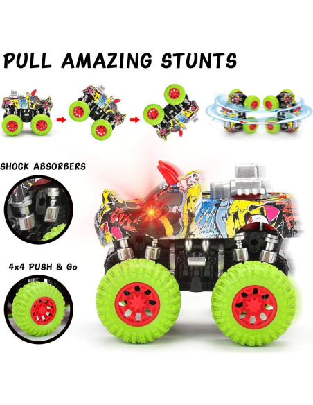 Conjunto Juguetes Camiones Monster Truck MOBIUS - 2 Dinosaurios