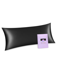 Funda de Almohada de Seda OLESILK 20x54 cm con Cremallera Negra