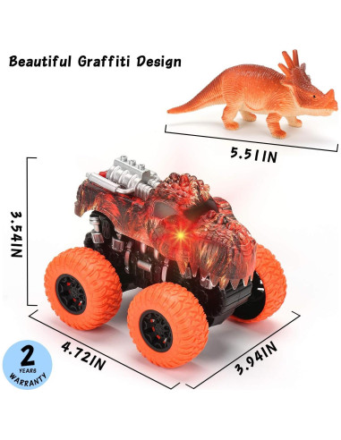 Conjunto Juguetes Camiones Monster Truck MOBIUS - 2 Dinosaurios