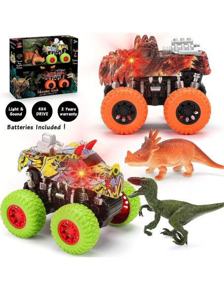 Conjunto Juguetes Camiones Monster Truck MOBIUS - 2 Dinosaurios