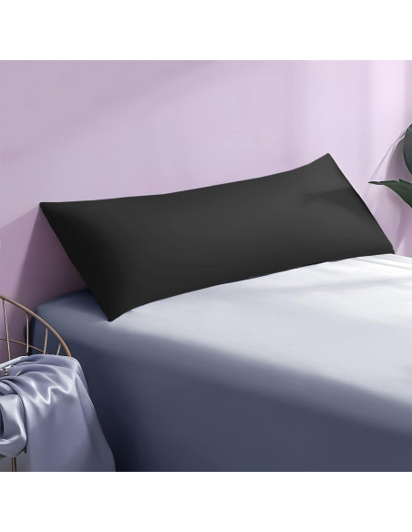 Funda de Almohada de Seda OLESILK 20x54 cm con Cremallera Negra