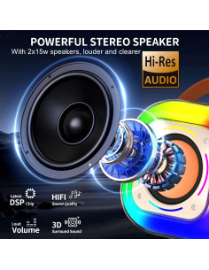 Máquina de Karaoke HWWR D37T con 2 Micrófonos Inalámbricos 2