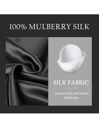 Funda de Almohada de Seda OLESILK 20x54 cm con Cremallera Negra