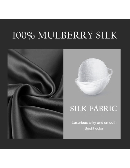 Funda de Almohada de Seda OLESILK 20x54 cm con Cremallera Negra