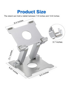 Soporte de Tableta KABCON Ajustable y Plegable Aluminio Plata 2