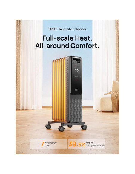 Calefactor eléctrico Dreo 1500W con control remoto y oscilación