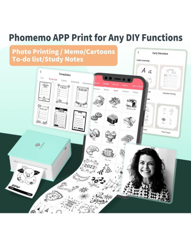 Impresora de Etiquetas Mini Memoqueen M02 Térmica Verde