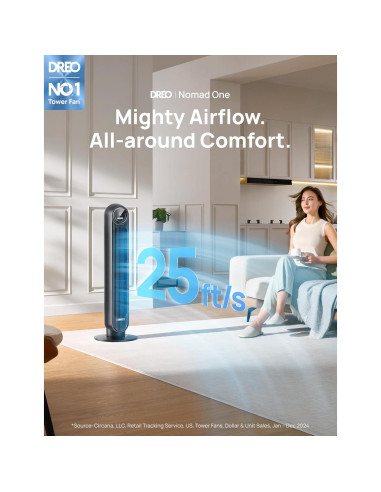 Ventilador de Torre Dreo Nomad One 36cm Silencioso 28dB