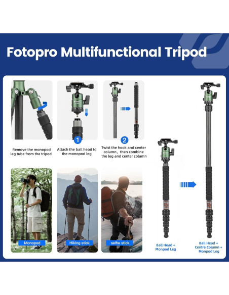 Trípode Fotopro X-go 59" Fibra de Carbono 8kg