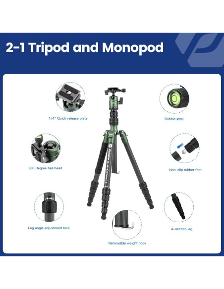 Trípode Fotopro X-go 59" Fibra de Carbono 8kg