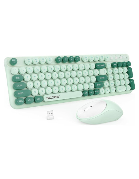 Combo Teclado y Ratón Inalámbricos SADES Verde Retro