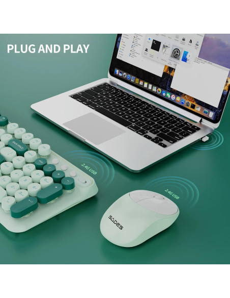 Combo Teclado y Ratón Inalámbricos SADES Verde Retro