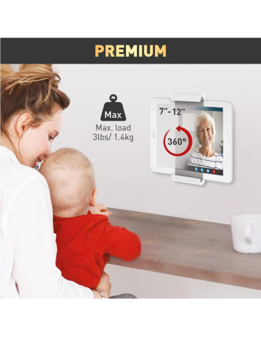 Soporte de Pared Fijo Barkan T50 para Tabletas 7-12" Blanco