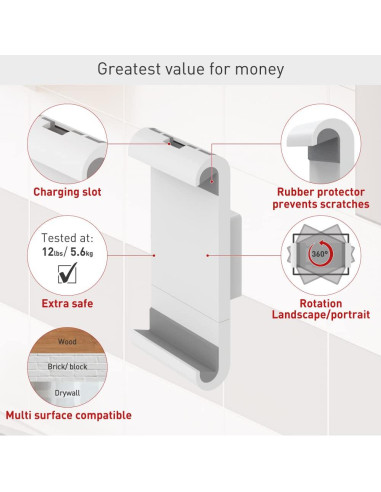 Soporte de Pared Fijo Barkan T50 para Tabletas 7-12" Blanco