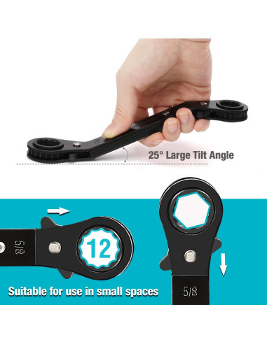 Juego de 5 Llaves de Carraca Reversibles DURATECH 1/4-2 pulgadas