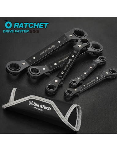 Juego de 5 Llaves de Carraca Reversibles DURATECH 1/4-2 pulgadas