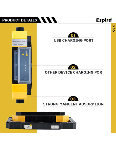 Luz Solar LED Portátil Espird 10000LM 4 Modos Recargable