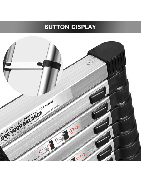 Escalera Telescópica Aluminio 3.8M findmall Plegable Antideslizante