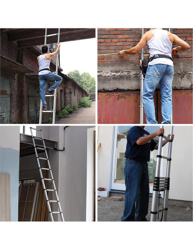 Escalera Telescópica Aluminio 3.8M findmall Plegable Antideslizante