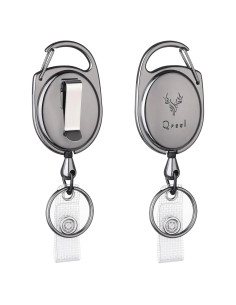 Llavero Retráctil de Metal QREEL con Clip y Mosquetón - Paquete de 2